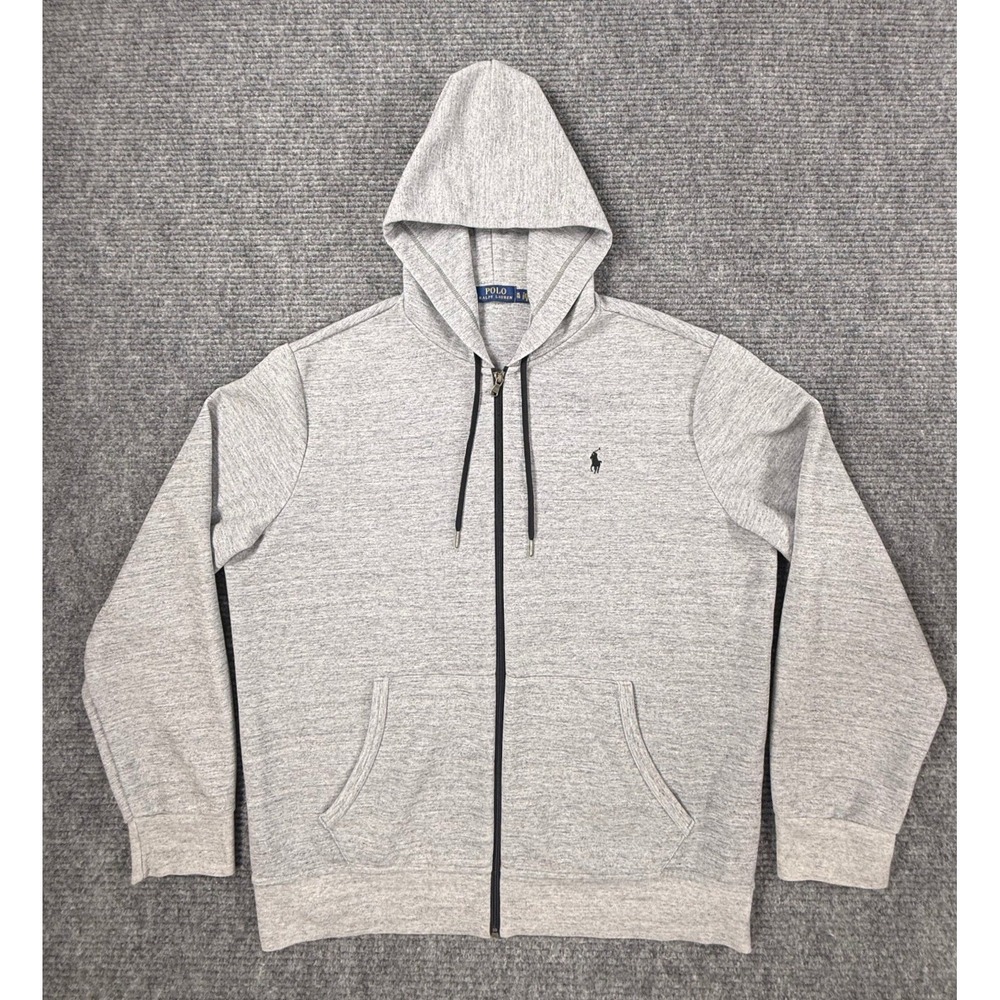 Polo Ralph Lauren Hoodie Mens XL Gray Excellent Full Zip Pony Logo Sweatshirt